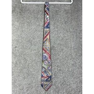 Johnny Carson Abstract Watercolor Geometric Polyester Mens Pointed Tie USA Made
